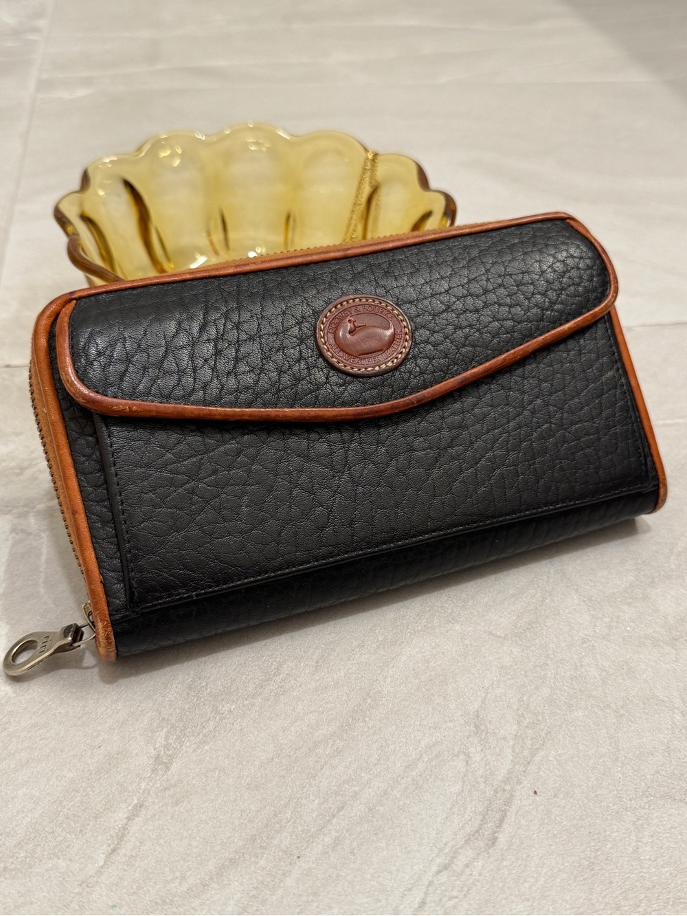 Dooney & Bourke Vintage Black Pebbled Leather Wallet Classic